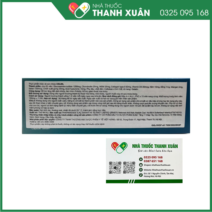 Celbil tăng tiết dịch khớp, tăng tái tạo mô sụn khớp